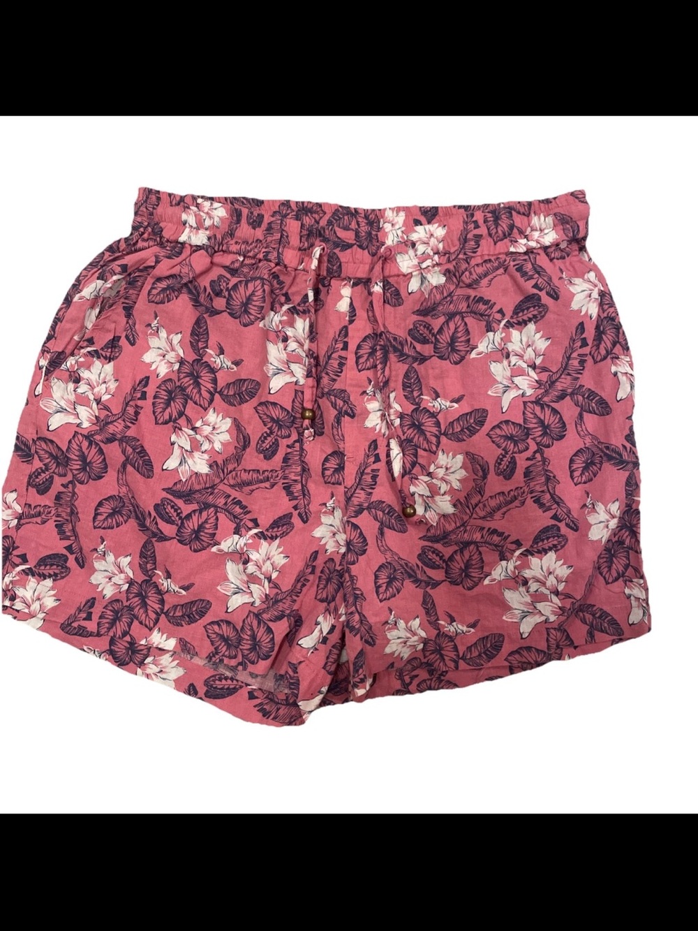 Margaritaville Women's Beach Floral Tropical Linen Blend Shorts Pink Size M nwt